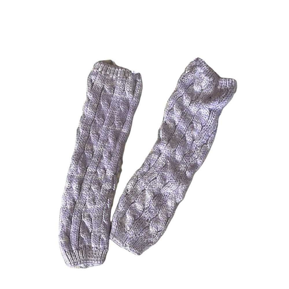 Purple knit leg warmers adjustable top